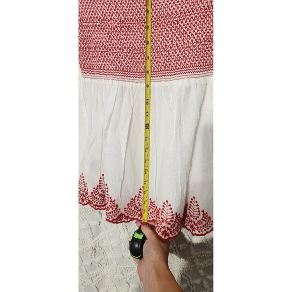 POOF New York Peasant Top Womens L Embroidered Smocked Bell Sleeves Cottage NWT - Picture 8 of 8